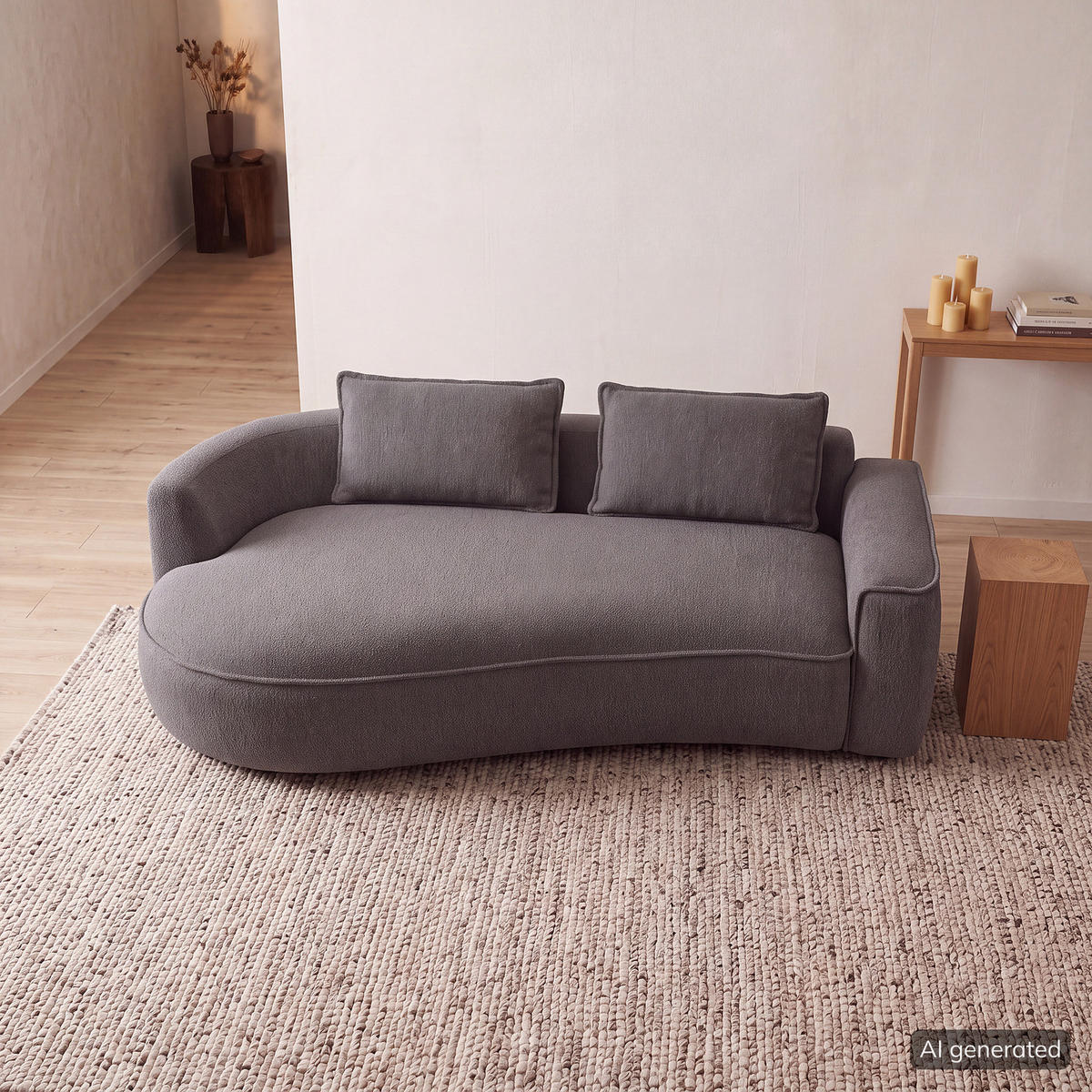 2,5-SITZER SOFA - Schwarz/Grau, Kunststoff/Textil (217/82/146cm) - home24