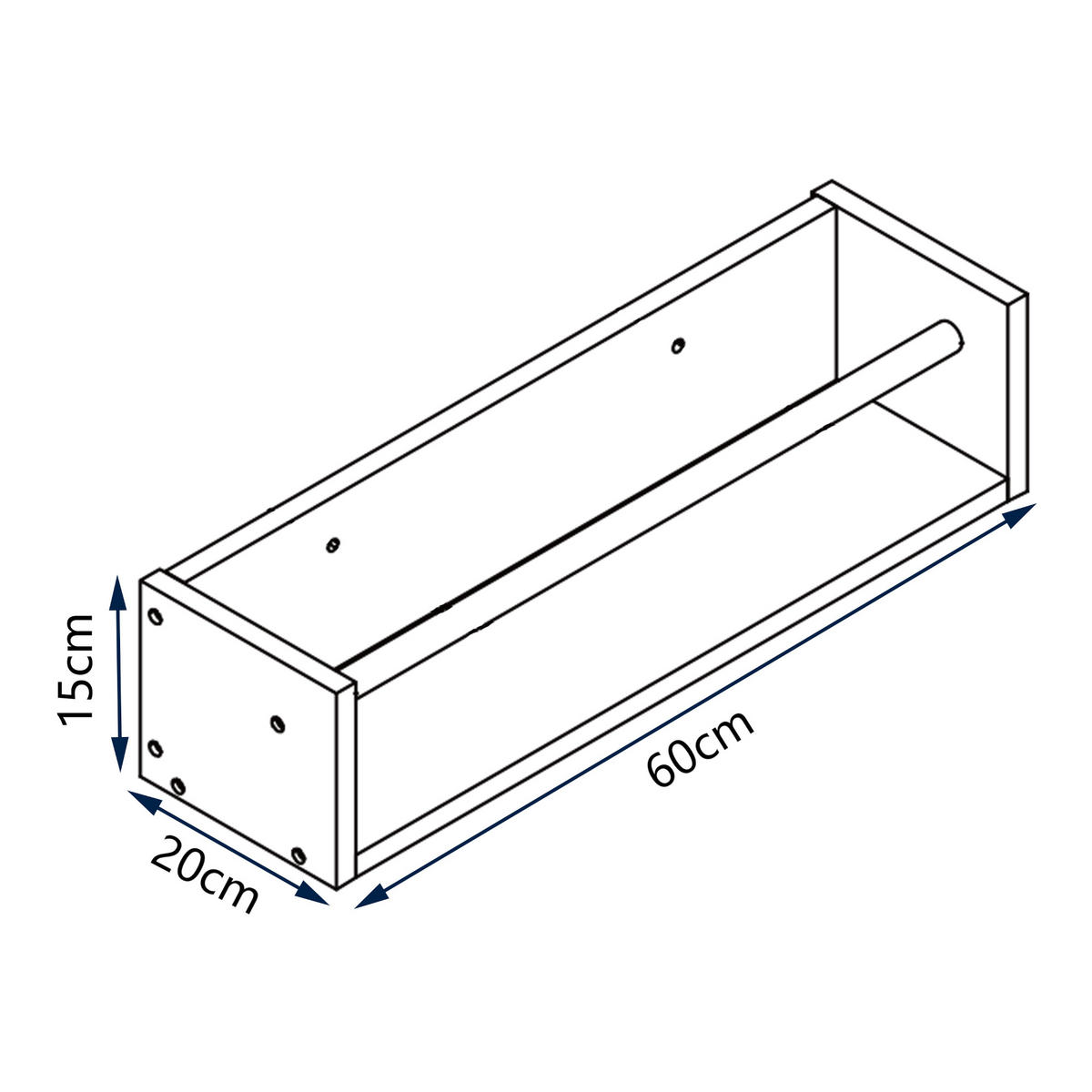 WANDREGAL Flå - Naturfarben, Holz (60/15/20cm) - [en.casa]