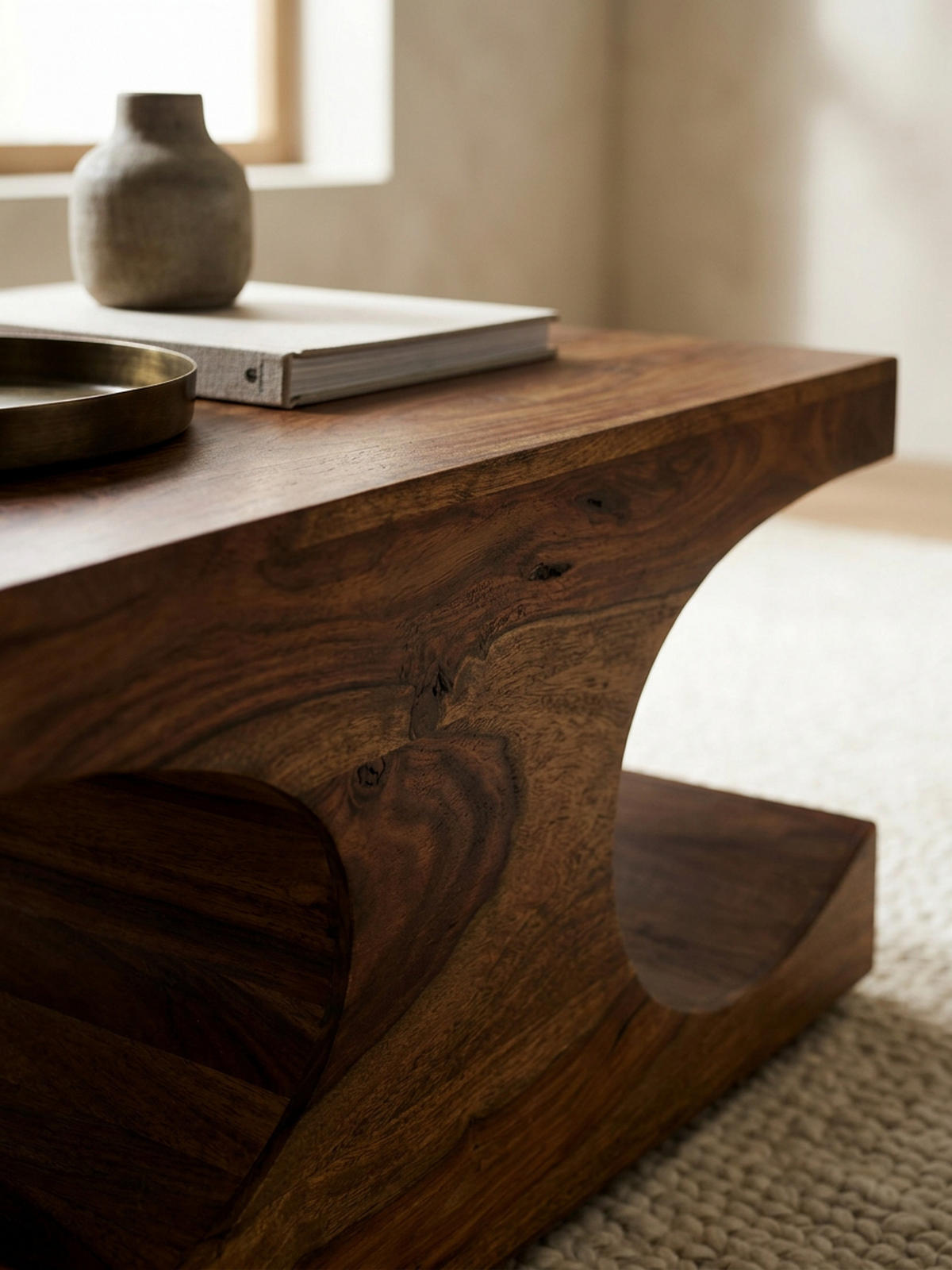 COUCHTISCH Massivholz mit zwei Ablagefächern, handgefertigt und pflegeleicht, Braun 118x70x38 cm - Braun, Holz (70/118/38cm) - KADIMA DESIGN