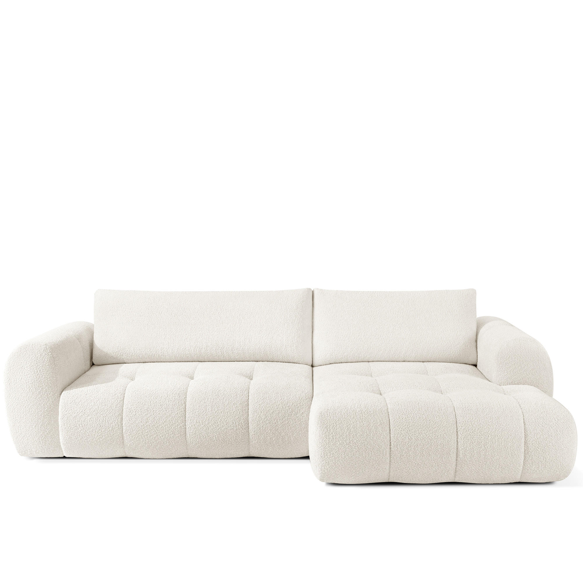 ECKSOFA RECHTS LIRA, Weiß, Bouclé - Weiß, Holz/Holzwerkstoff (295/112cm) - KONSIMO®