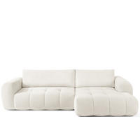 ECKSOFA RECHTS LIRA, Weiß, Bouclé - Weiß, Holz/Holzwerkstoff (295/112cm) - KONSIMO®