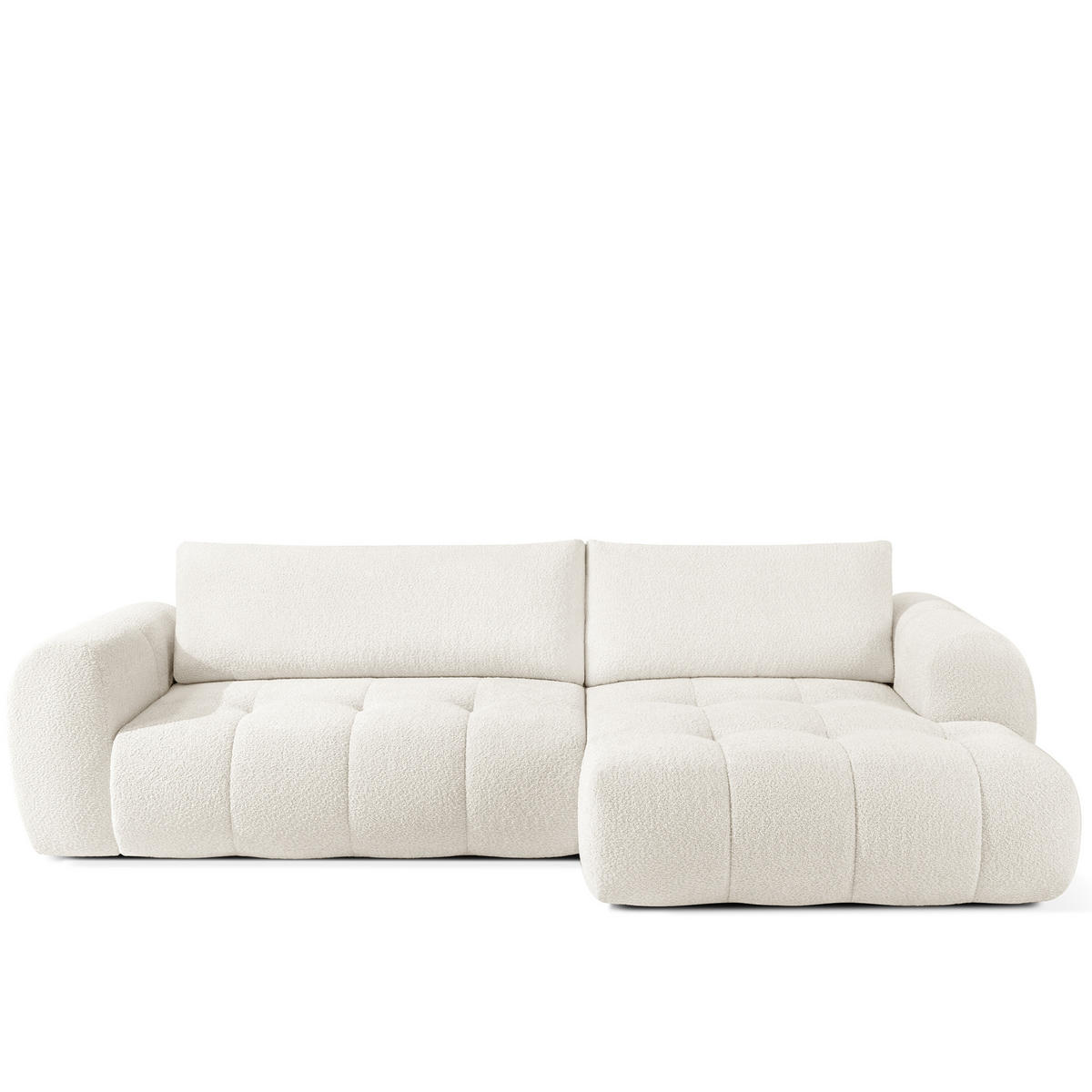 ECKSOFA RECHTS LIRA, Weiß, Bouclé - Weiß, Holz/Holzwerkstoff (295/112cm) - KONSIMO®