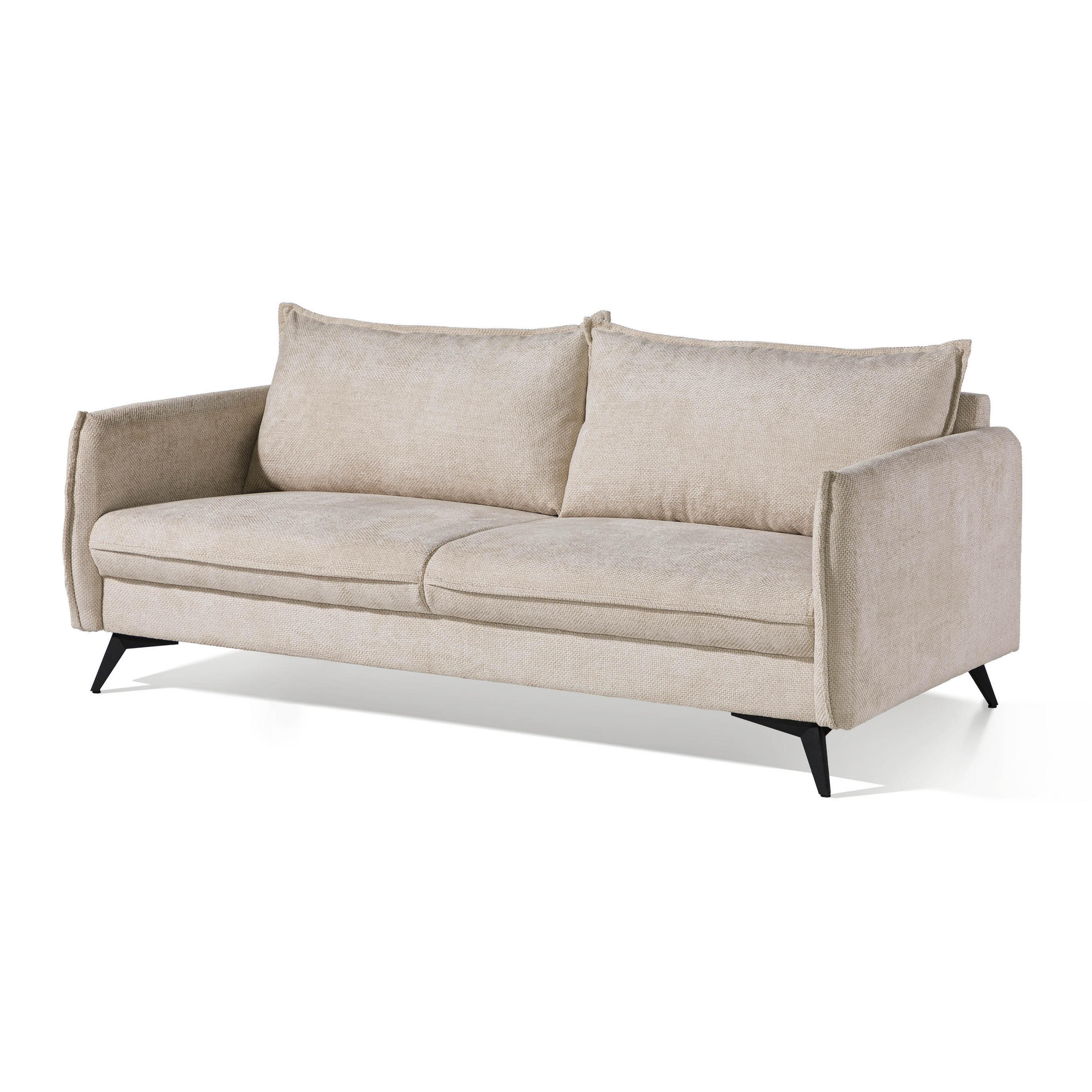 SOFA 3-Sitzer Chenille 199x100x86 beige OLIVIA - Beige, Kunststoff (199/86/100cm) - Massivmoebel24