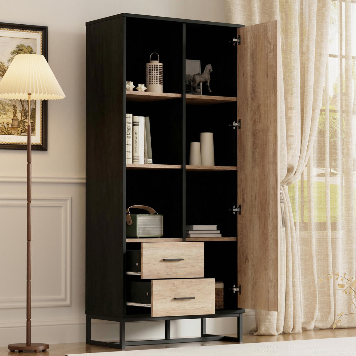 HIGHBOARD 80x40x180 cm Holzoptik schwarz - Schwarz, Holz (80/180/40cm) - Fortuna Lai
