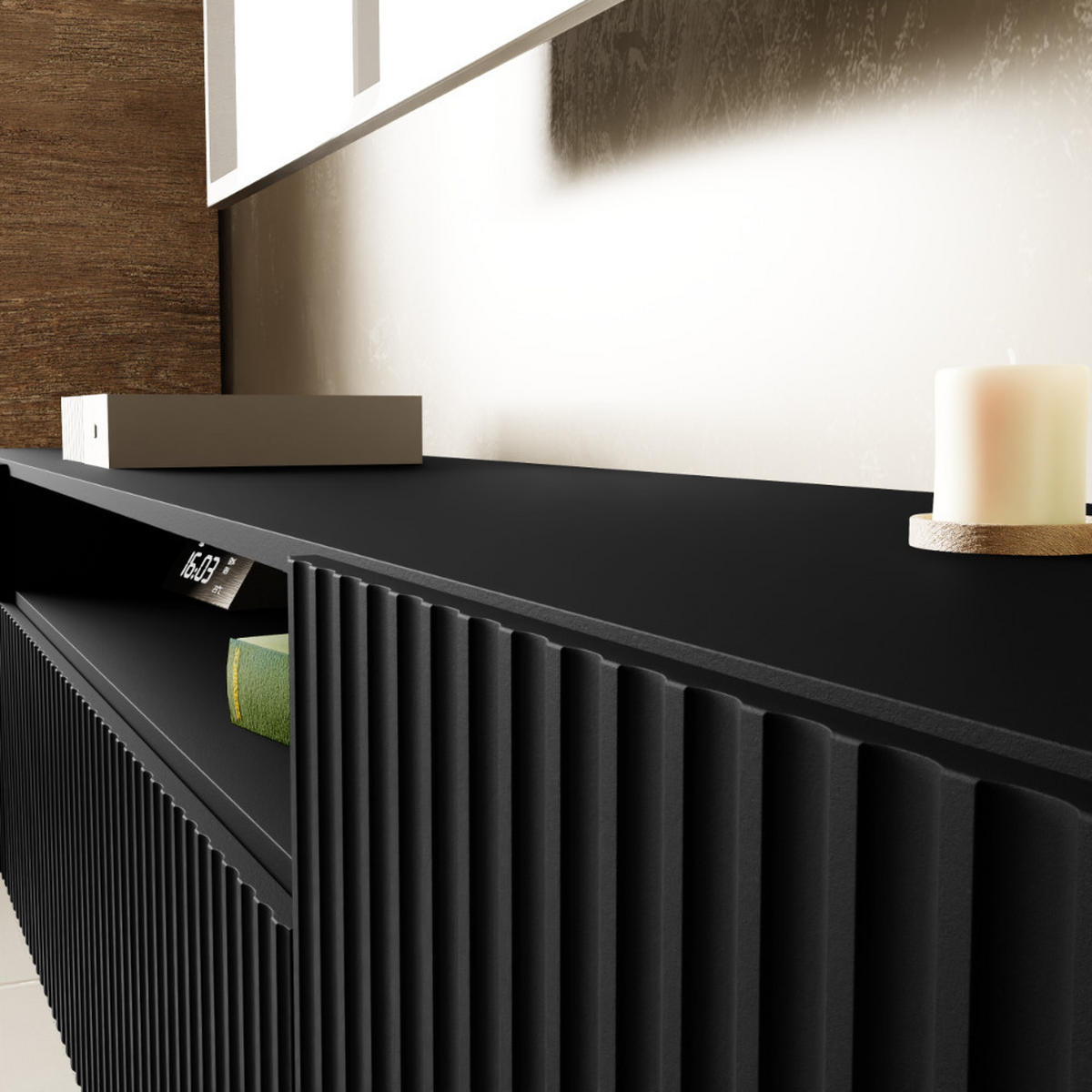 TV-SCHRANK Noe III 200 cm, dreitürig, schwarz - Schwarz, Kunststoff (200/53/41cm) - Margaret Hadas24