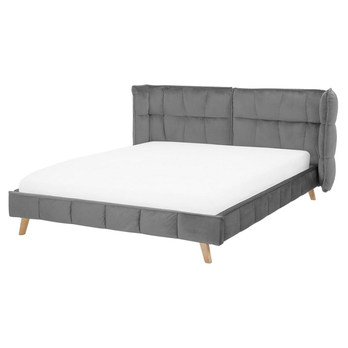 POLSTERBETT mit Lattenrost 160x200 cm Grau Senlis - Grau, Textil (160/200cm) - Beliani