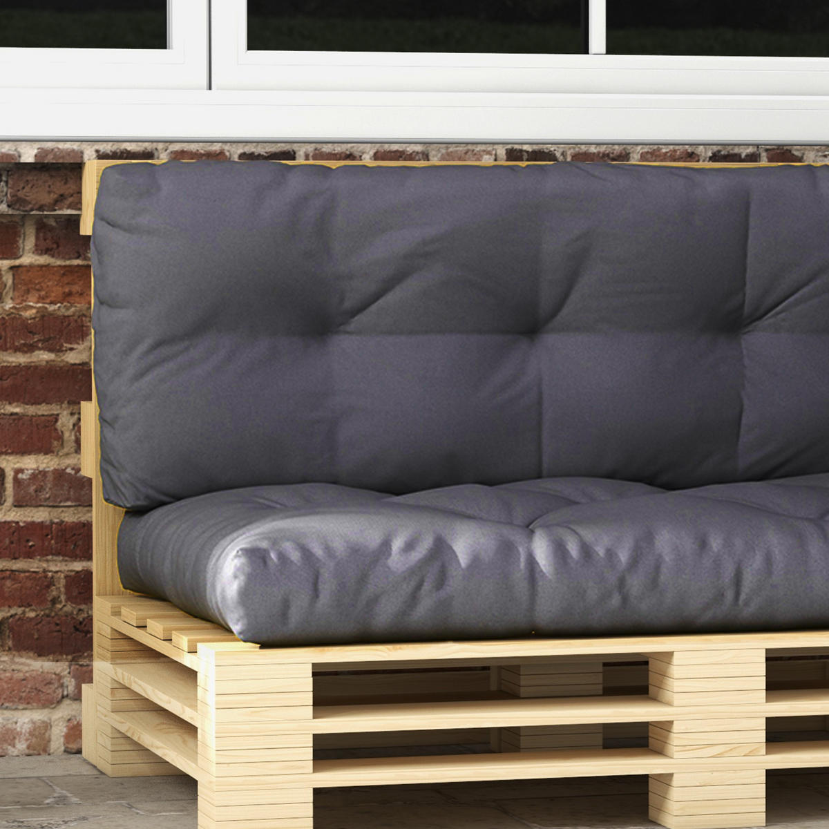 SITZKISSEN, Polyester, Dunkelgrau - Dunkelgrau, Kunststoff (80/12/120cm) - Outsunny