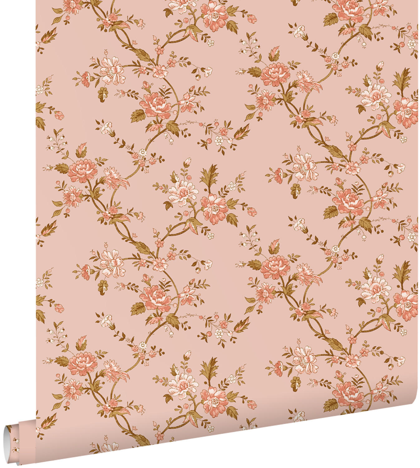 TAPETE Blumenmuster 50 x 900 cm - Terracotta, Papier (50/900cm) - ESTAhome