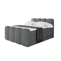 BOXBETT mit Matratze H3|H4 - NINA-Z KING - 160x200 cm - Dunkelgrau - Taupe, Holzwerkstoff (160/200cm) - ALTDECOR