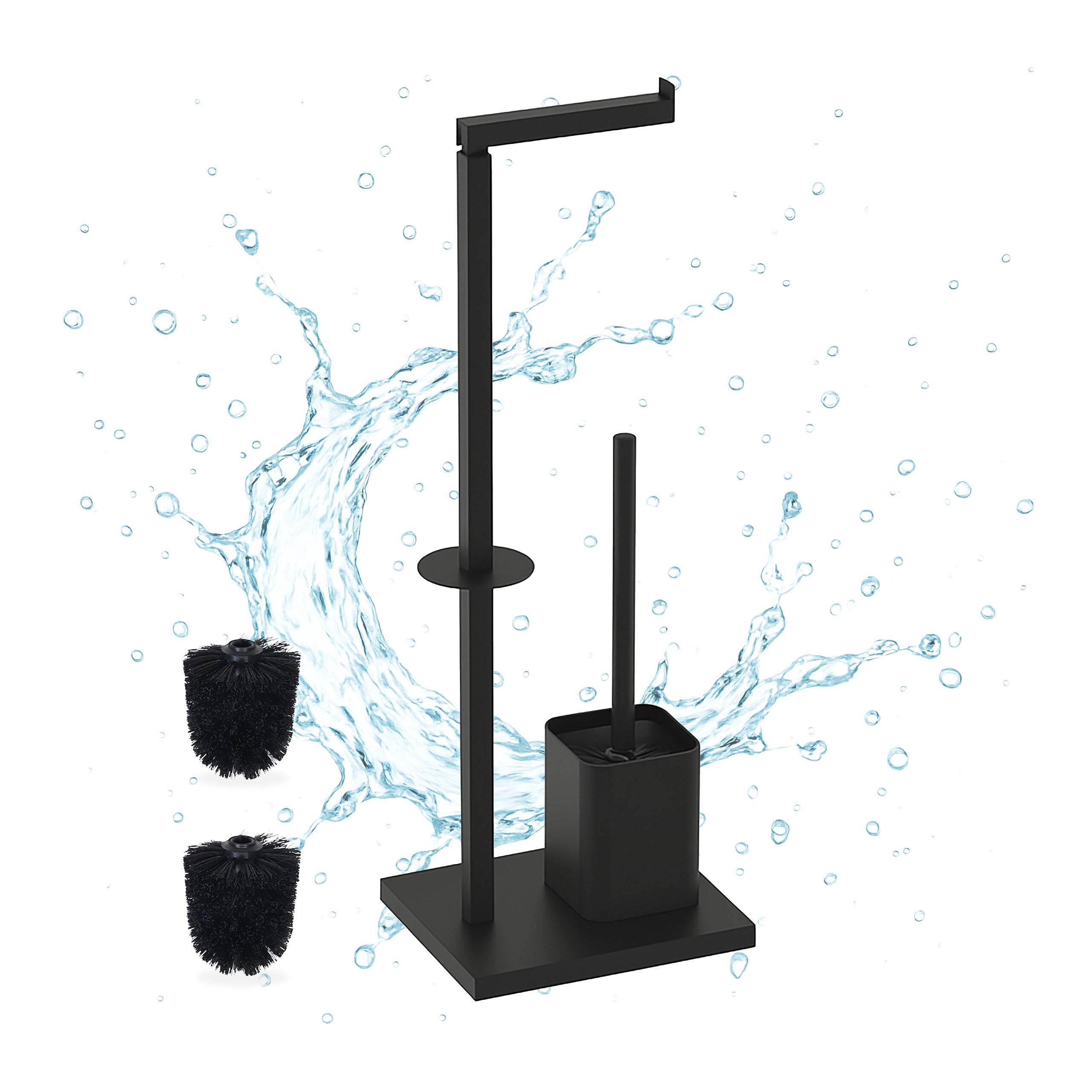 WC-GARNITUR - Schwarz, Kunststoff/Metall (20/67.5/15.5cm) - Relaxdays
