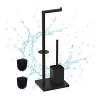 WC-GARNITUR - Schwarz, Kunststoff/Metall (20/67.5/15.5cm) - Relaxdays