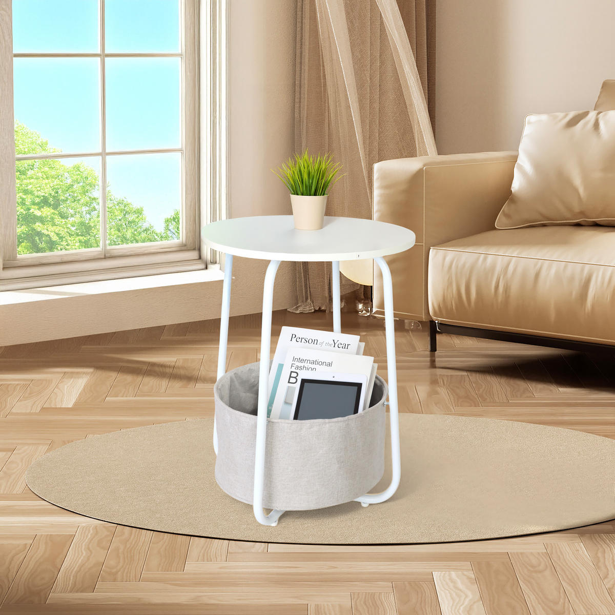 BEISTELLTISCH - Multicolor, Holzwerkstoff/Textil (40/40/50cm) - Relaxdays