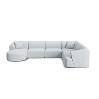 MODULARES-PANORAMASOFA rechts Campi aus strukturiertem Stoff hellgrau 7 Sitzplätze - Hellgrau, Textil (255/70/330cm) - Cosmopolitan Design