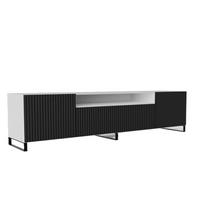 TV-SCHRANK Weiß Schwarz NOELI Gerillte Front - Schwarz, Holzwerkstoff (200/53/41cm) - Sepro Meble