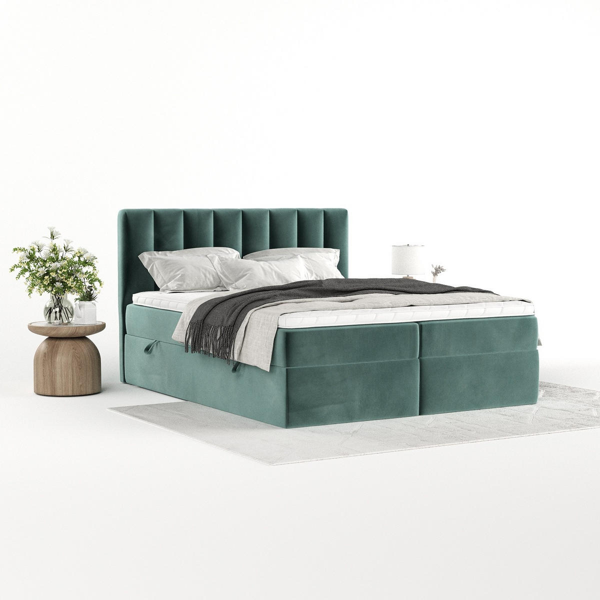 BOXBETT Bari 160/200 cm Türkis im Kronos Stoff - Türkis, Holz/Holzwerkstoff (160/200cm) - AltaBeds