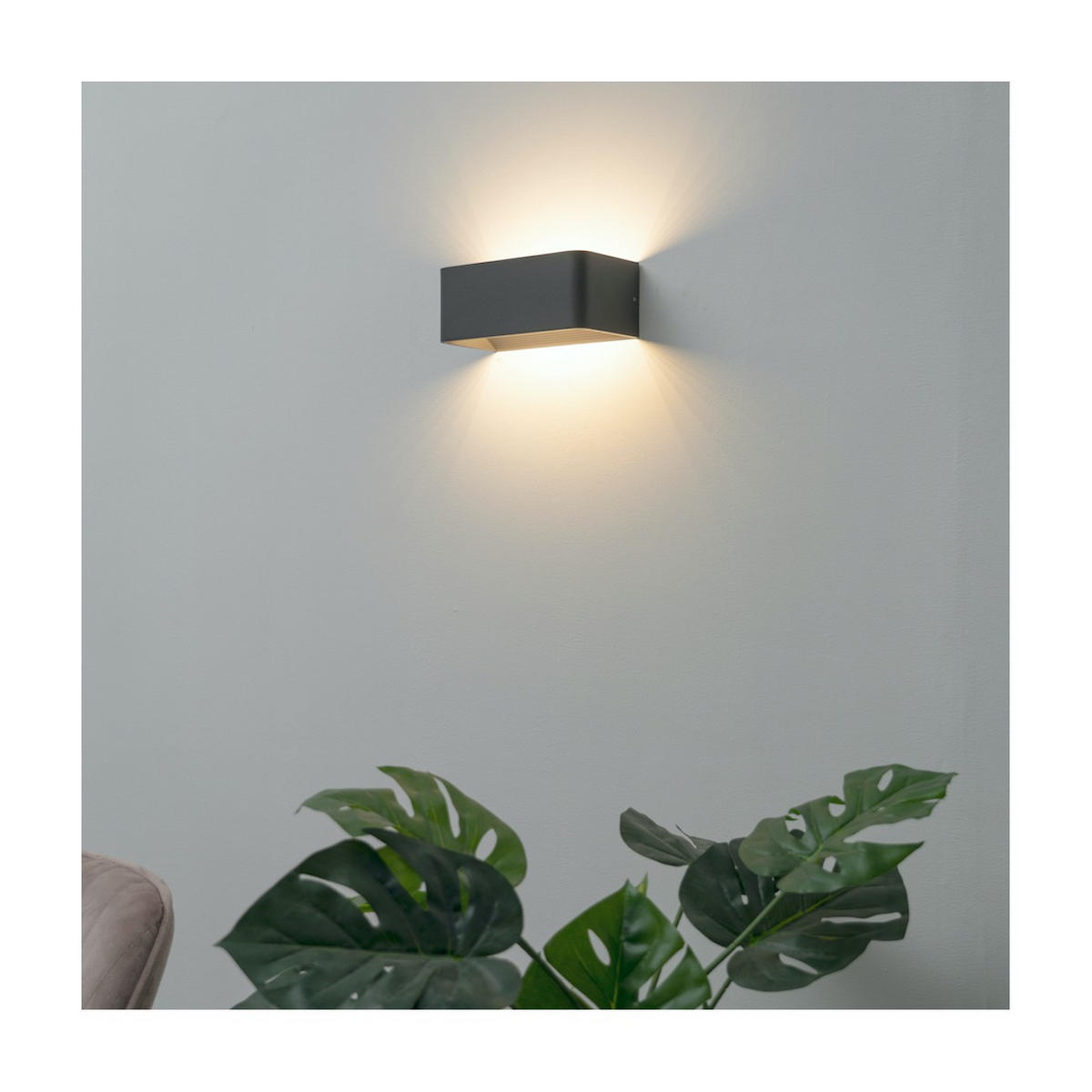 WANDLEUCHTE Quadra, Grau, 20cm - Grau, Metall (10/8/20cm) - KOSILUM