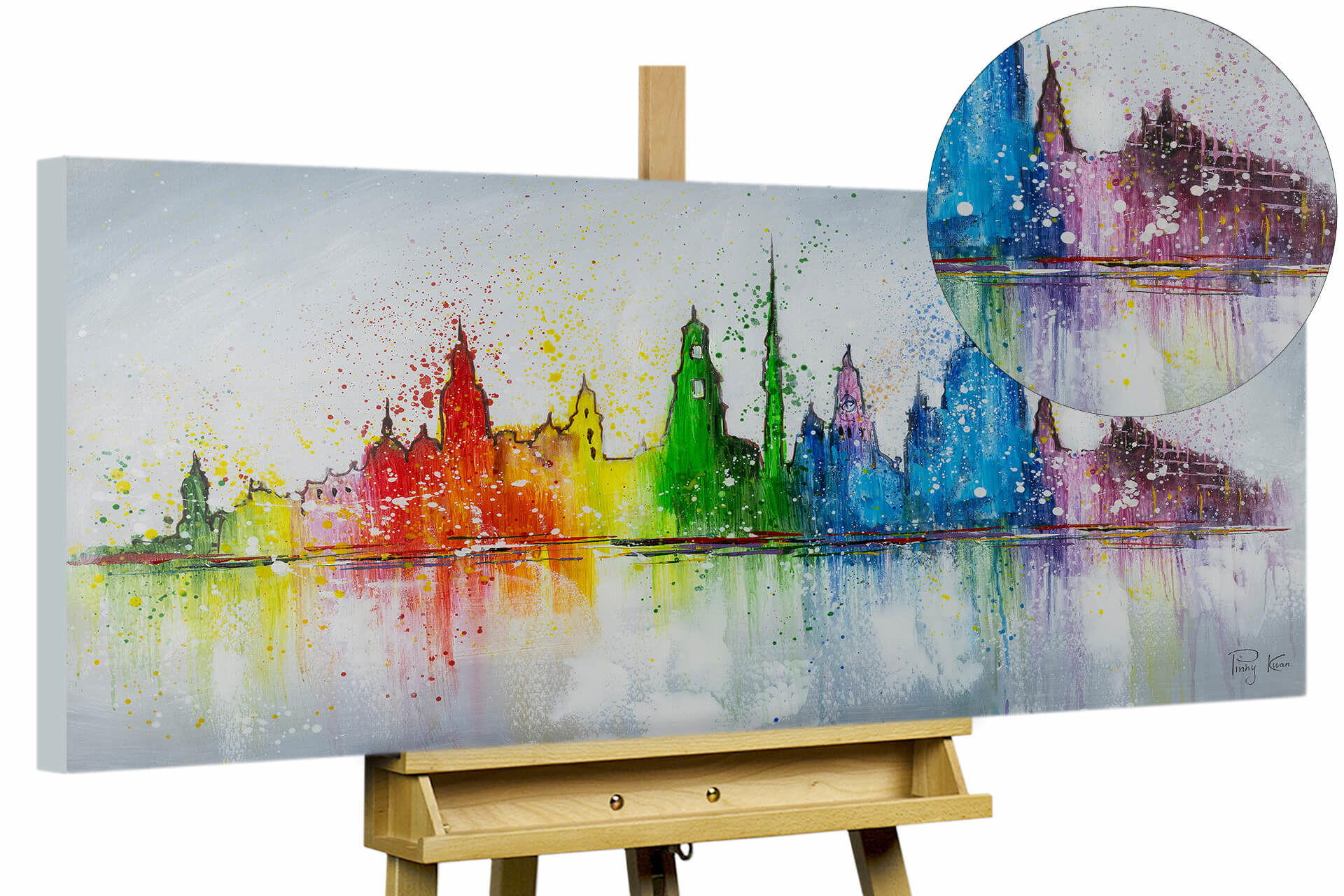ACRYLBILD HANDGEMALT 120/60 cm - Multicolor/Grau, Holz/Textil (2/60cm) - KUNSTLOFT