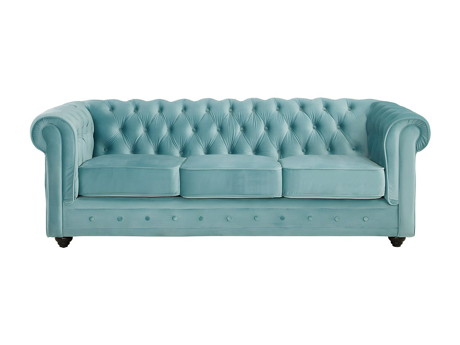 SOFA ohne Schlafmöglichkeit - 3 Personen - Samt, Stoff - Hellblau - - Hellblau, Textil (205/72/88cm) - Vente-Unique
