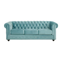 SOFA ohne Schlafmöglichkeit - 3 Personen - Samt, Stoff - Hellblau - - Hellblau, Textil (205/72/88cm) - Vente-Unique