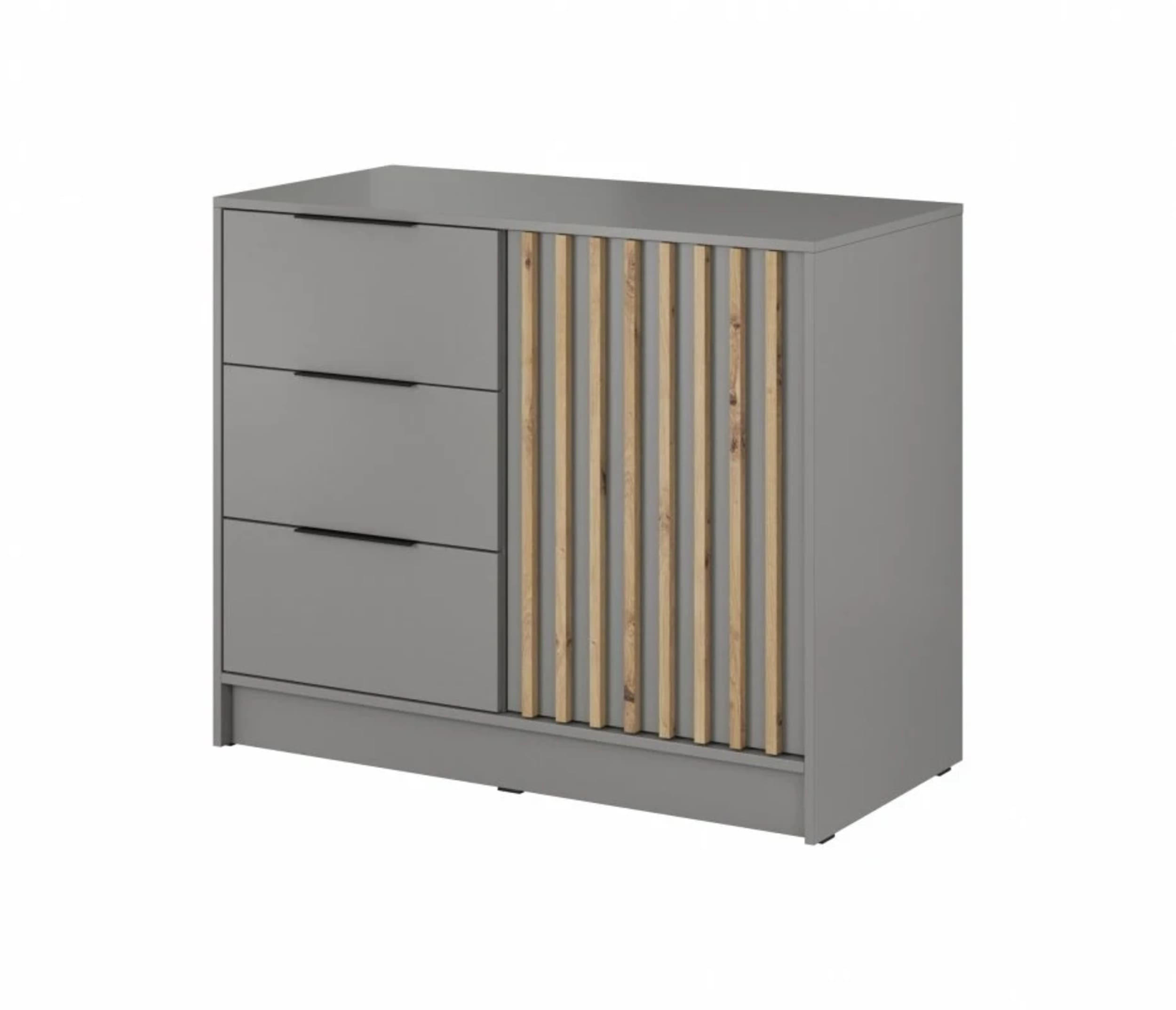 KOMMODE - JOHN 2D Gris - Weiß, Holzwerkstoff (105/86/51cm)
