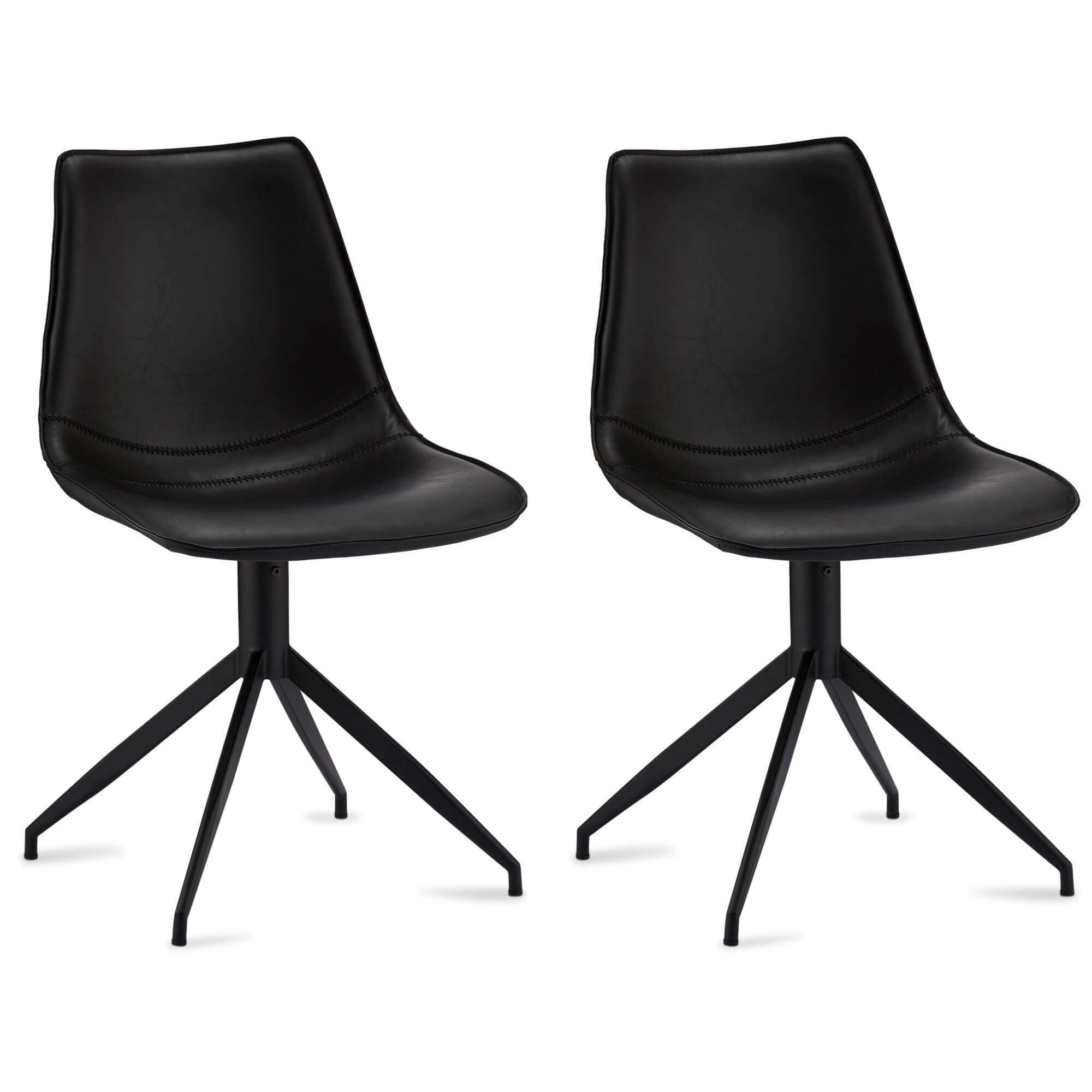 STUHL-SET 2 Stück in Kunstleder - Schwarz, Textil/Metall (48/85/57cm) - Furnhouse