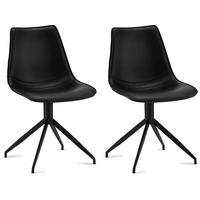 STUHL-SET 2 Stück in Kunstleder - Schwarz, Textil/Metall (48/85/57cm) - Furnhouse