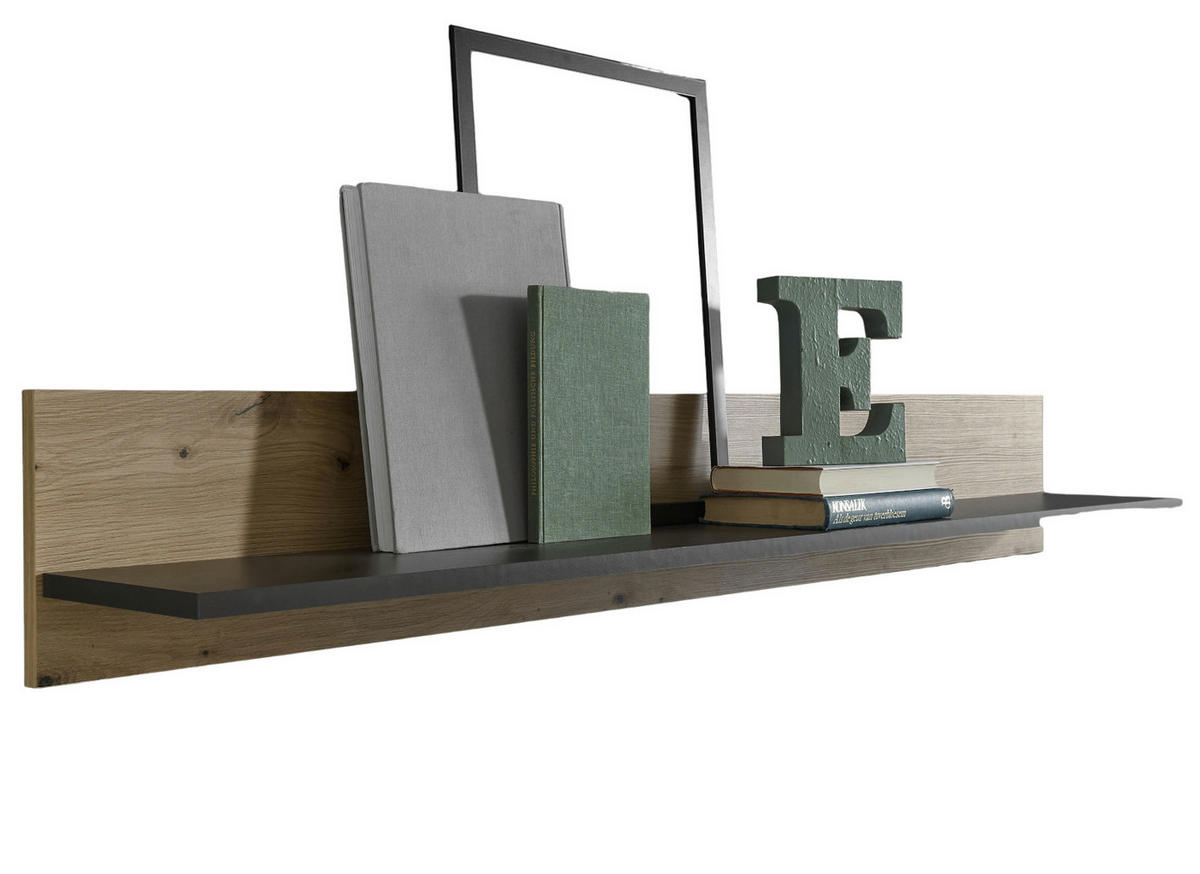 WANDBOARD Eiche Artisan Graphit grau, Wandregal, 138 x 20 cm - Eiche Artisan/Grau, Holzwerkstoff (138/20/20cm) - Furn.Design