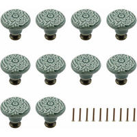 SCHRANKKNOPF Keramik Grün 10er-Set - Grün, Metall (3.4/3.4/3.4cm)