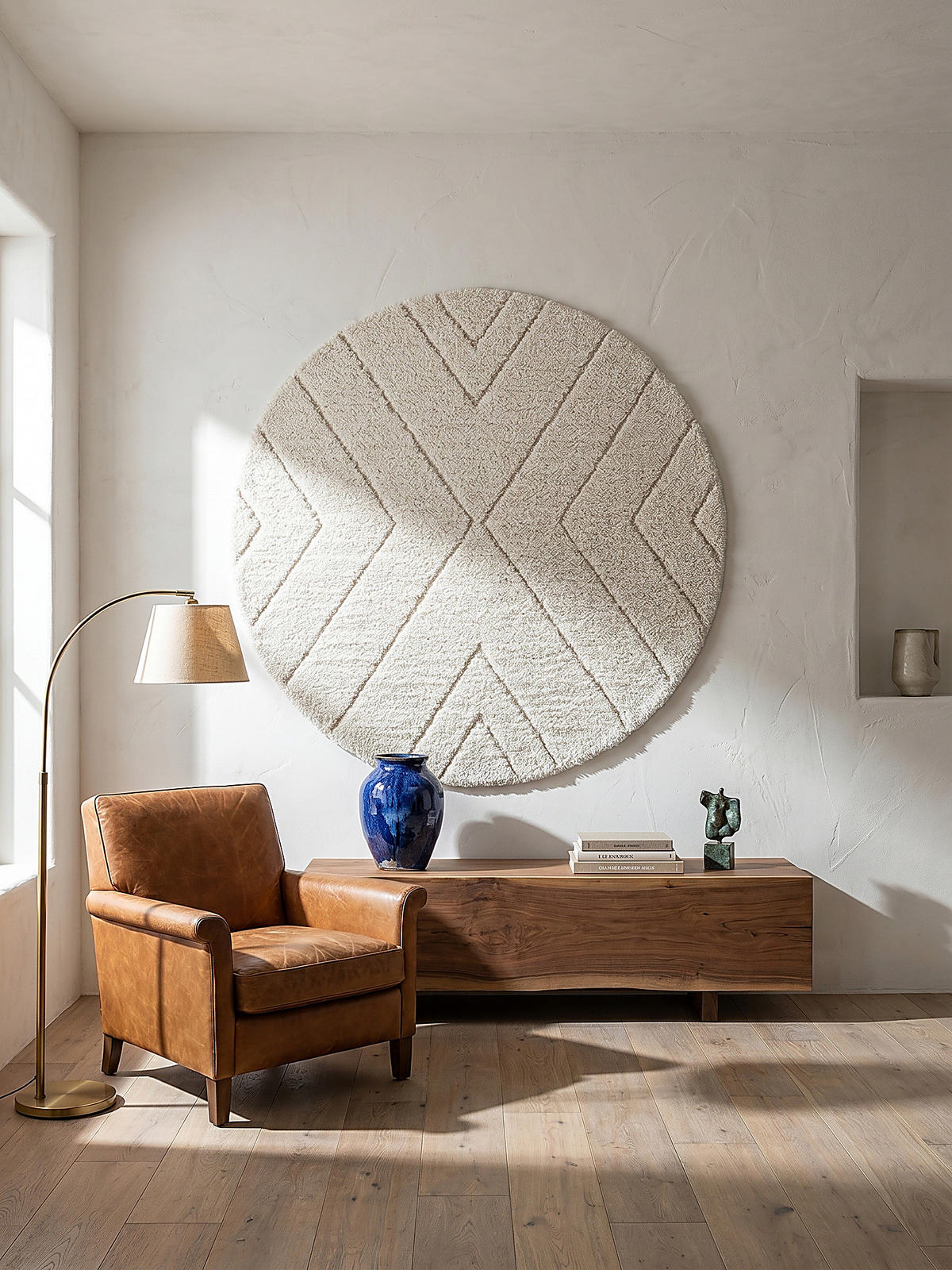 RUNDTEPPICH Berber ATRIO Polypropylen Creme 120 x 120 cm - Beige, Textil (120/120cm) - KADIMA DESIGN