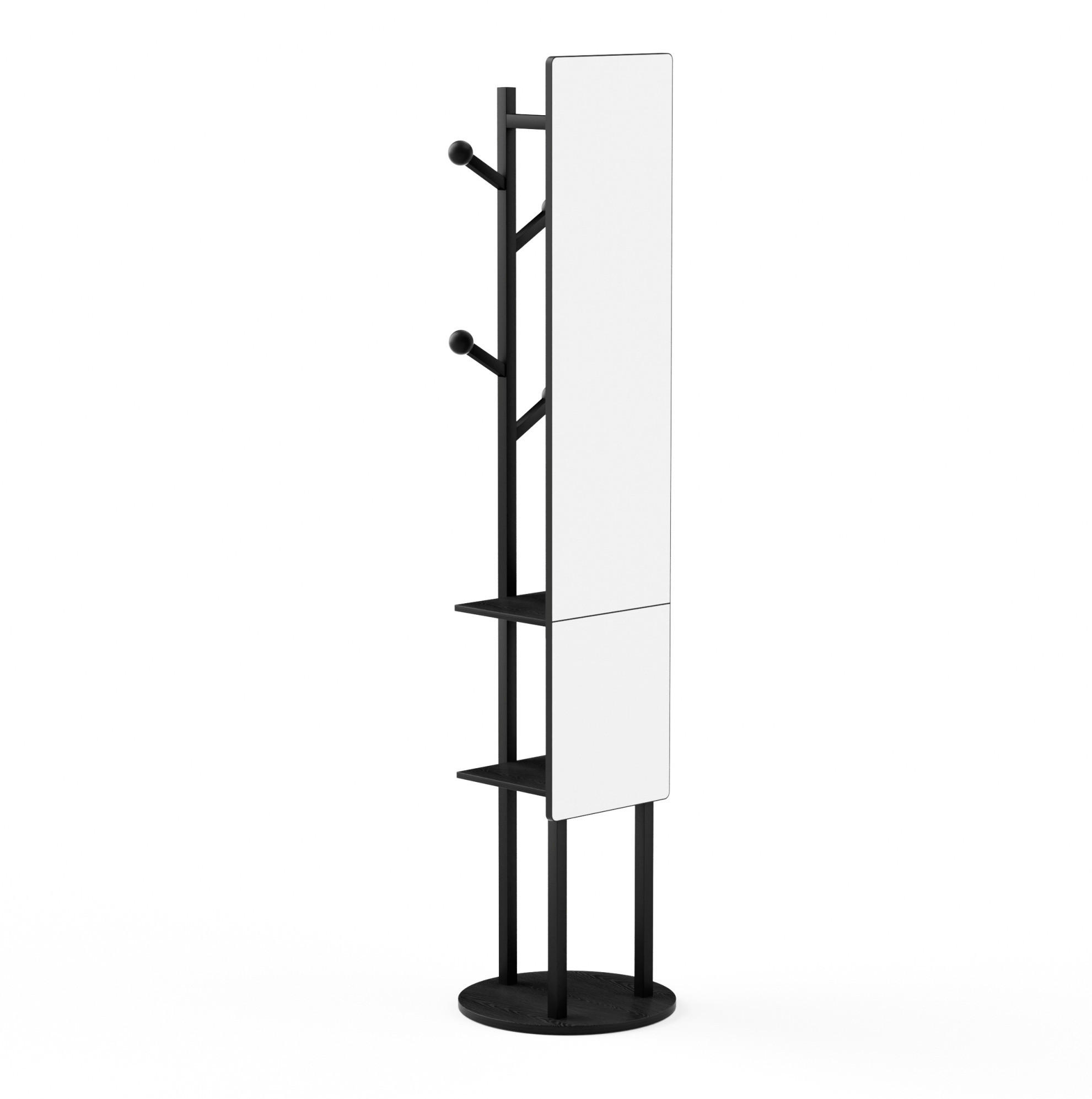 GARDEROBENSTÄNDER mit Ganzkörperspiegel 360° drehbar Holzwerkstoff Stahl Schwarz - Schwarz, Metall (40/174/40cm) - Beauniv