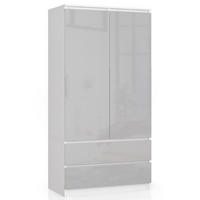 KLEIDERSCHRANK Weiß, hellgrau glanz 180x51x90 cm - Hellgrau/Weiß, Holzwerkstoff (90/180/51cm) - Akord