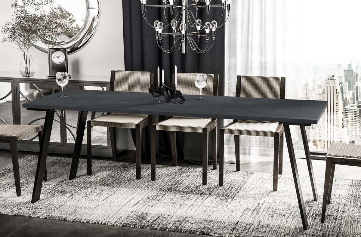 ESSTISCH Liwia ausziehbar bis 210 cm - Graphitfarben, Holzwerkstoff (130/80/76cm) - Endo-Moebel