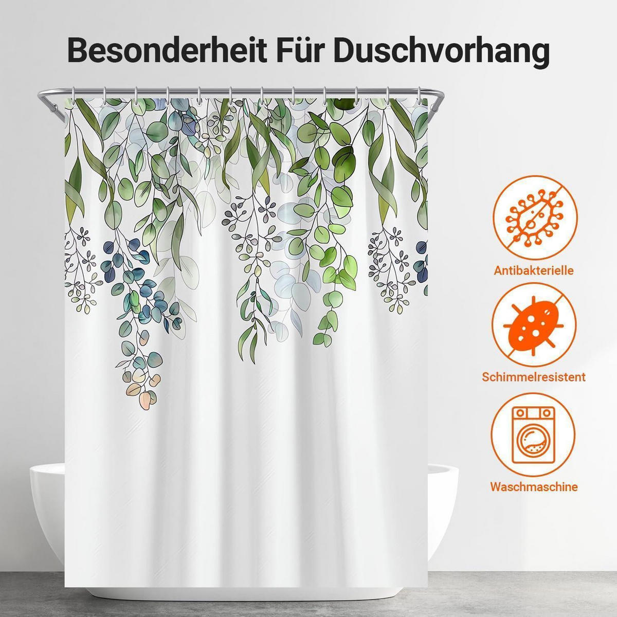 DUSCHVORHANG Grün Blätter 220 x 200 cm - Grün, Textil (220/200cm)