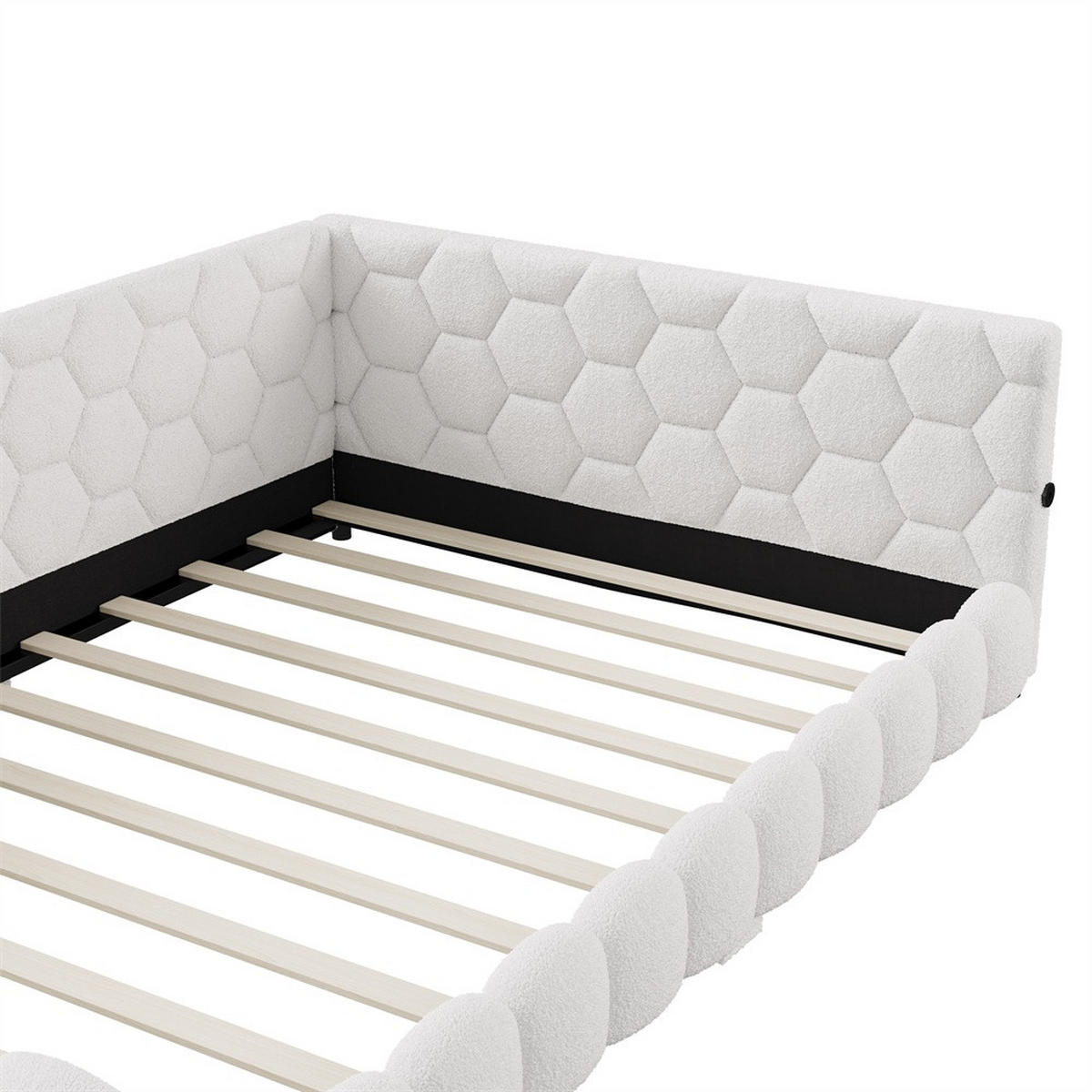 POLSTERBETT 140x200 cm - mit LED-Unterbodenbeleuchtung und USB-Ladefunktion - ohne Matratze - Weiß - Weiß, Textil (140/200cm) - DELFA
