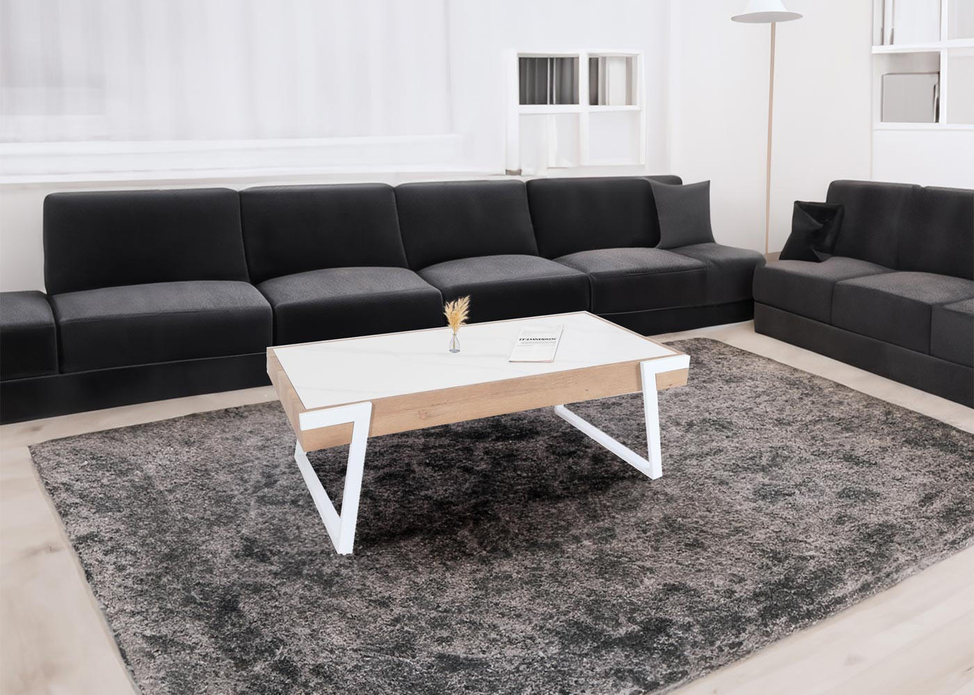 COUCHTISCH rechteck Weiß - Weiß, Stein (64/120/43cm) - MCW