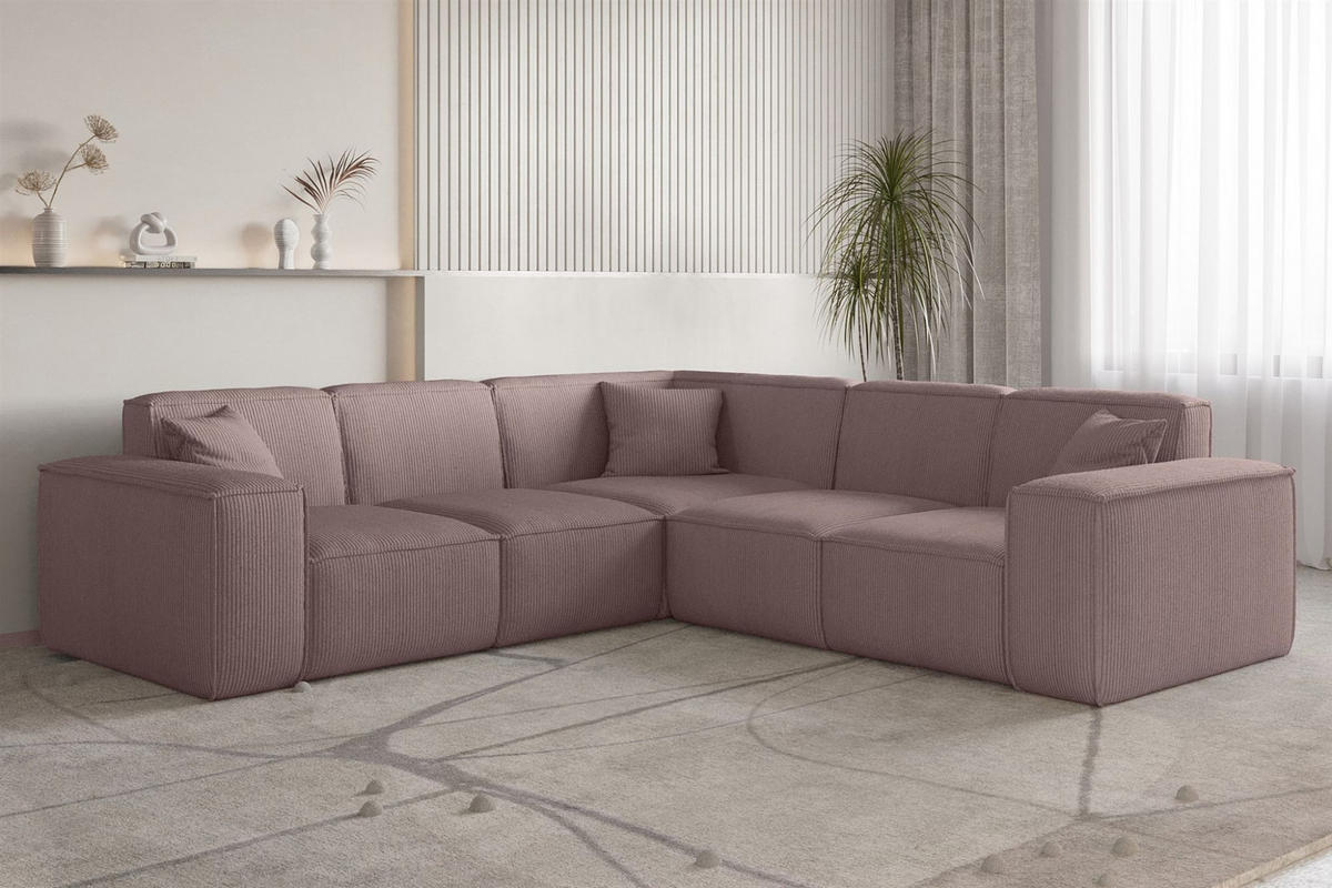 SOFA Celes Premium Stoff Scala - Lila, Holzwerkstoff/Textil (246/246cm) - Fun Möbel