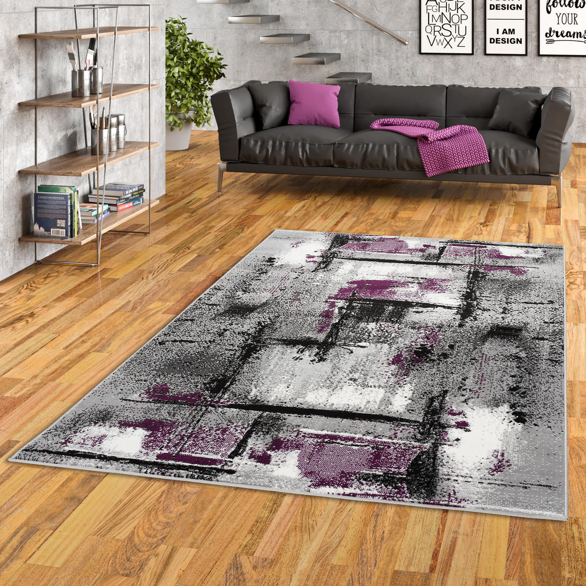 MODERN DESIGNER VELOURS TEPPICH SAMBA - Violett, Textil (120/170cm) - Pergamon