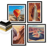 WANDBILDER 4er-Set - 50x50 cm & 40x60 cm Schwarzer Rahmen - Wasserfall in der Schlucht - Schwarz, Kunststoff (50/50cm) - ArtPrintCave
