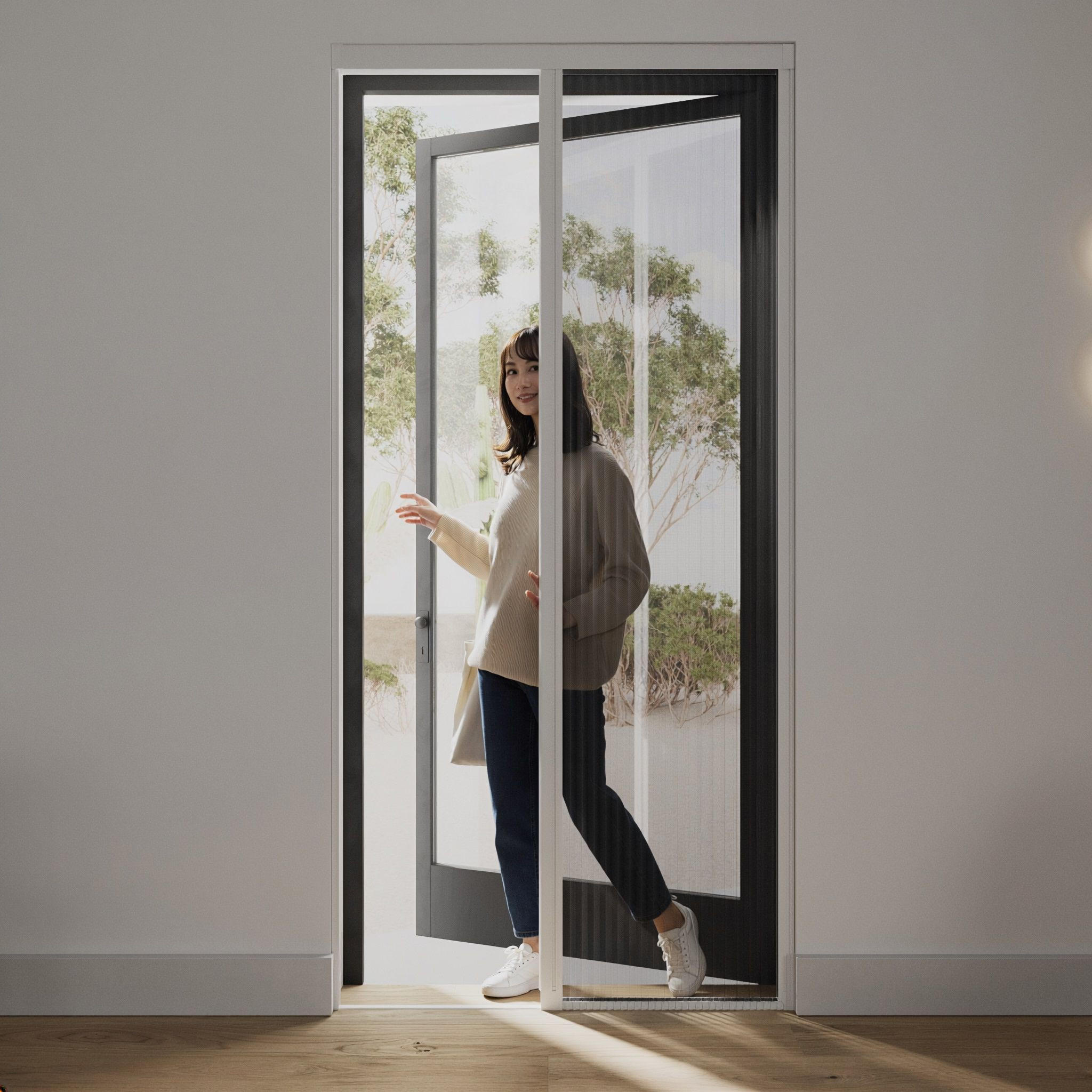 INSEKTENSCHUTZTÜR plissiert weiß - Weiß, Textil (96/197/3.7cm) - Cocoon Home Concepts