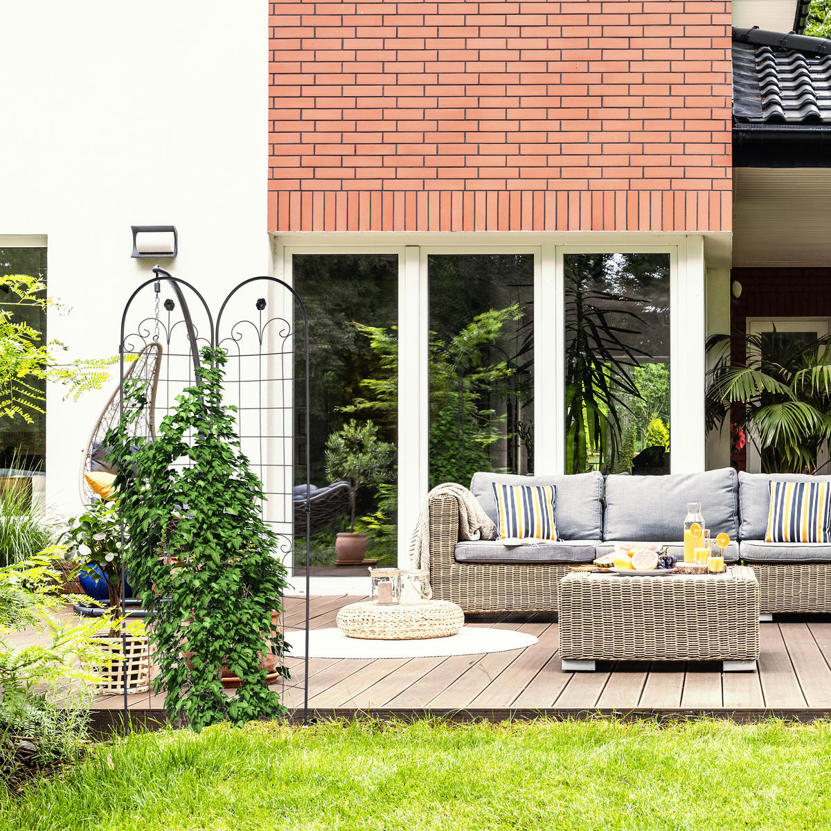 2xRANKGITTER - Schwarz, Metall (50/220/1.5cm) - Relaxdays