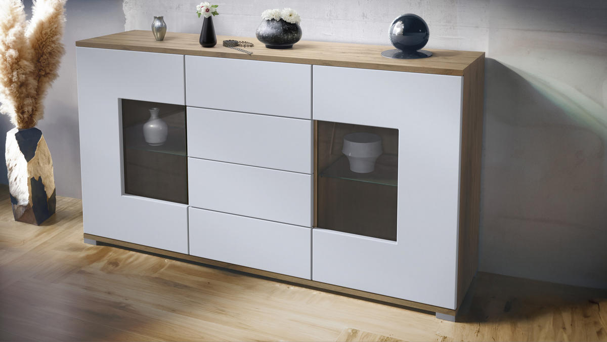SIDEBOARD Grömitz Weiß matt - Weiß, Holzwerkstoff (138.5/75.5/35cm) - Vladon