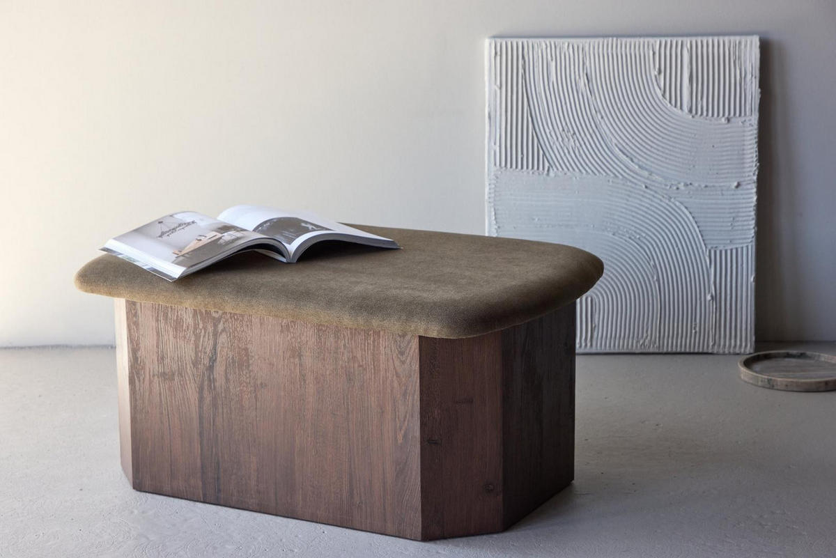 POUF, Todd, Mocca, Holzwerkstoff / MDF / Polyester / Leinen, 88 x 59 x 42 cm - Mokka, Holzwerkstoff/Textil (88/42/59cm) - ebuy24