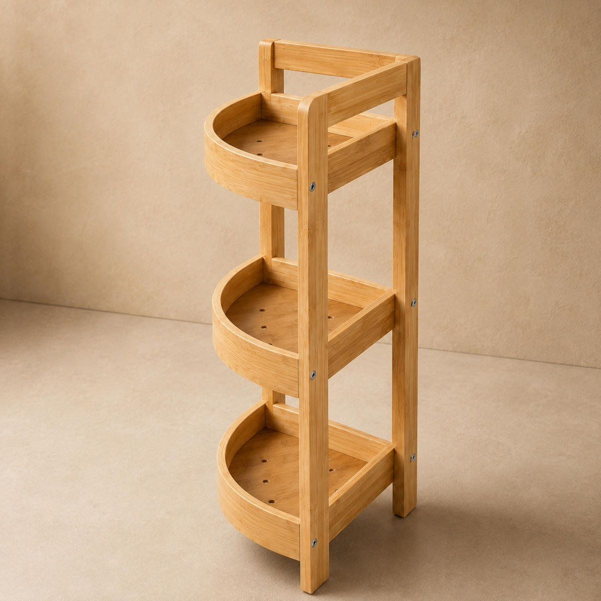 ECKREGAL aus Bambus für das Badezimmer 23/23/61 cm - Beige, Naturmaterialien (23/61/23cm) - NUXIO