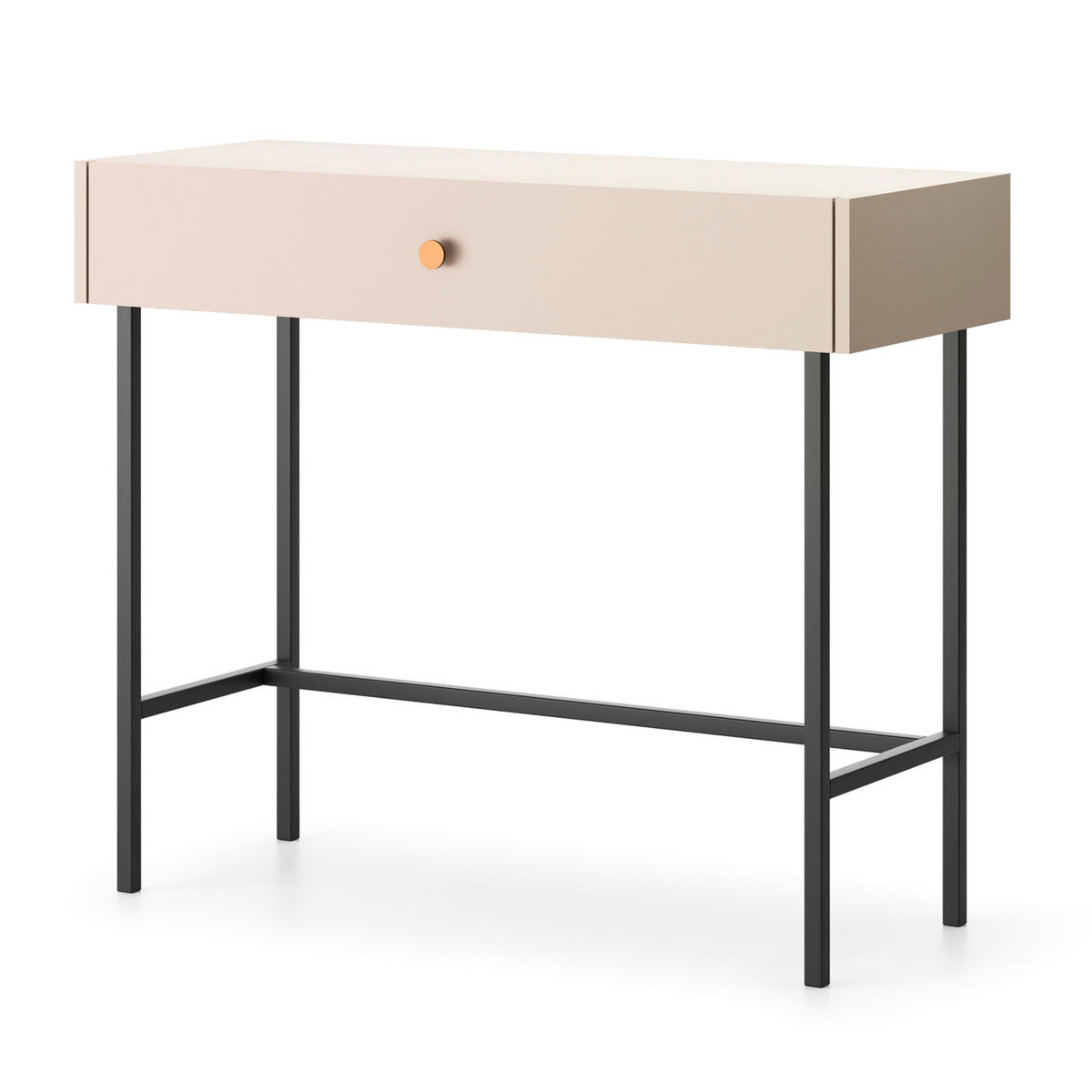 KONSOLENTISCH Dalia mit 1 Schublade und Metallbeinen, Kaschmir - Kaschmir/Schwarz, Holzwerkstoff/Metall (39/93/79cm) - Beautysofa