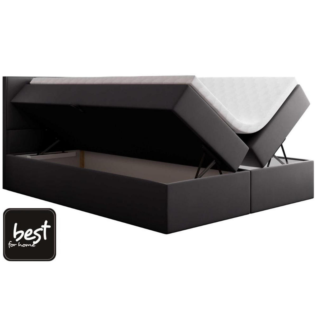 BOXBETT Jubilee Bonellfederkern inkl. Topper - Dunkelgrau, Holz/Holzwerkstoff (180/200cm) - Best For Home