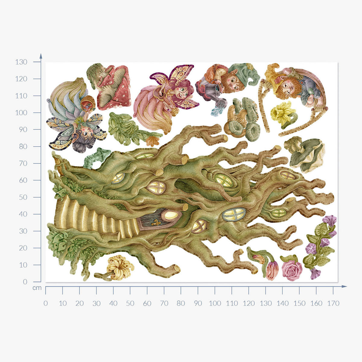 WANDAUFKLEBER 130x173cm - Feenwaldwesen - Multicolor, Kunststoff (130/173/0.1cm) - Wallfluent