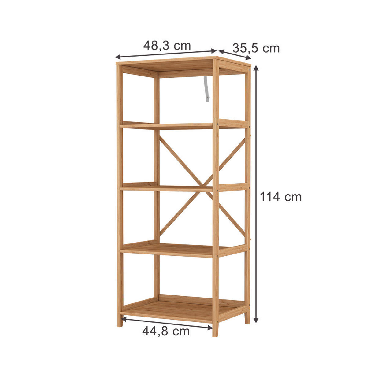 BÜCHERREGAL Novaro Bambus 48.3 x 144 cm mit 5 Fächern - Grün, Holzwerkstoff (48.3/114/35.5cm) - Vicco
