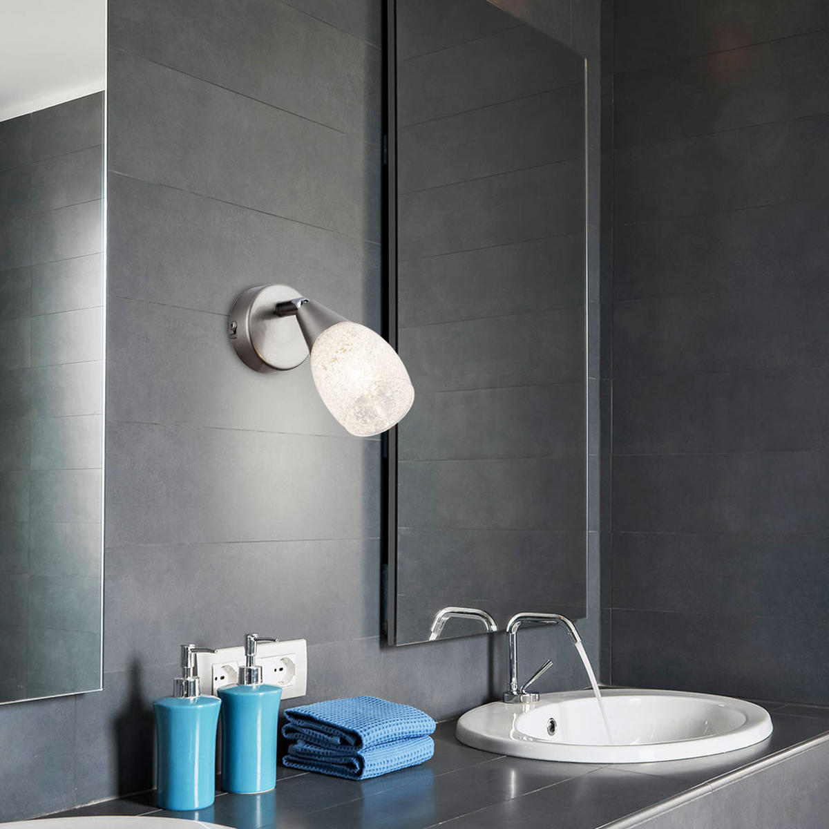 WANDELEUCHTE Kristallschirm Silber Glas - Silberfarben, Glas (7/13.5/16.5cm)