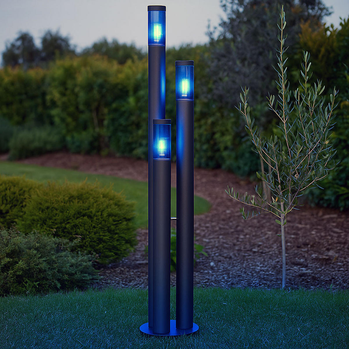 RGB LED STEHLEUCHTE Edelstahl Anthrazit - Anthrazit, Metall (28/28/170cm) - Globo Lighting