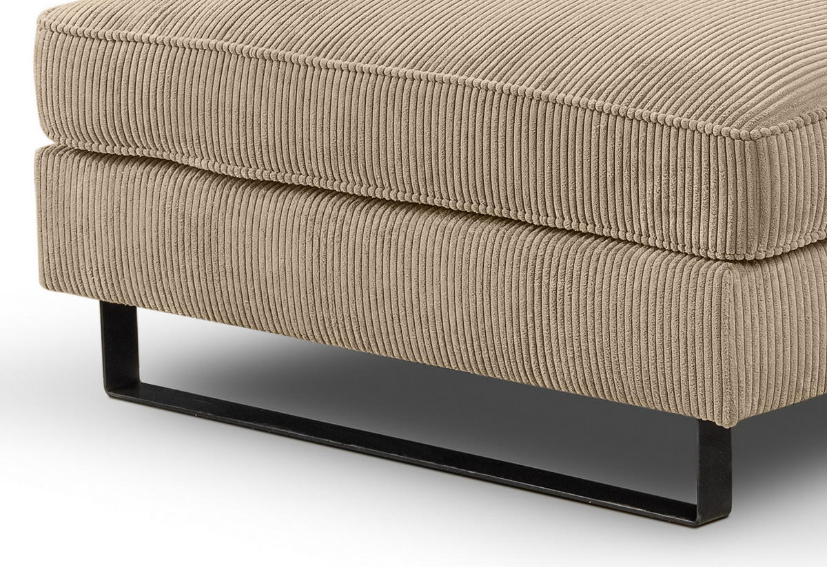 SOFA beige Cord 276 cm, Ecksofa 4-Sitzer, L-Sofa Ottomane links - Beige/Schwarz, Holz/Textil (276/183cm) - Inn.Furn